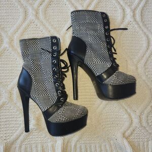 Scene Grunge Plaid Platform Stilettos Size 8